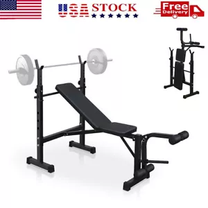 Weight Bench Bench Press Set w/ Squat Rack Bench for Home Gym Full-Body Workout - Picture 1 of 8