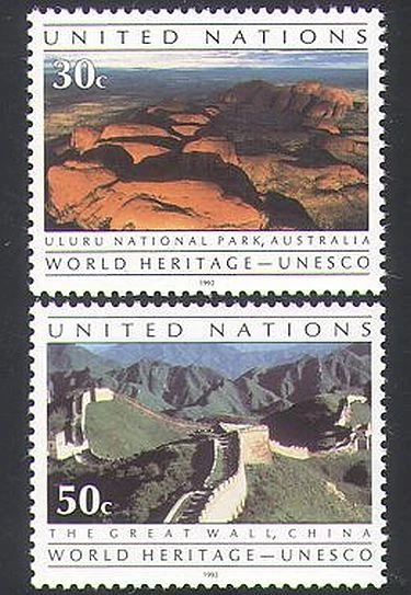 UN (NY) 1992 UNESCO/Wall of China/Uluru National Park/Nature 2v set (n35840) - Image 1 of 1