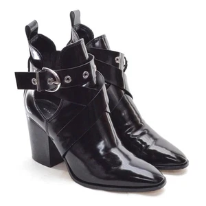 Stivaletti donna Zara X-Strap fibbia tacco grosso 41/10 nero lucido pull up - Foto 1 di 7