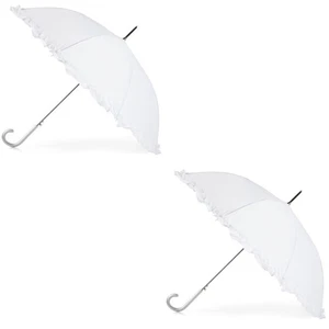 totes Women's Auto Open Ruffle Stick Umbrella 2 pack - Picture 1 of 6