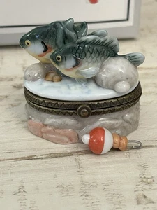 Porzellan Klappdose Midwest of Cannon Falls PHB Sonnenfisch mit Bobber Schmuckstück - Bild 1 von 9