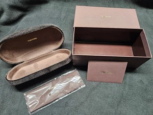 TOM FORD LARGE BLACK VELVET SUNGLASS CASE w CARD, CLEANING CLOTH, BOX - Picture 1 of 4