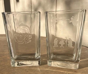 Vintage Libbey Klarglas Vase Weihnachtsmann & Engel X2 - Bild 1 von 14