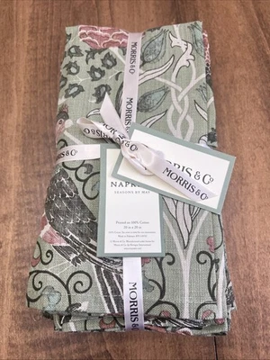 Juego de 8 servilletas de cena de algodón MORRIS & Co Seasons by May verdes florales de 20" nuevas con etiquetas Foto 1 de 4