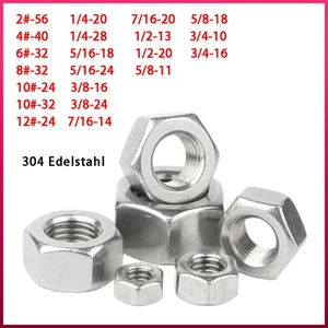 Sechskantmuttern 304 Edelstahl Sechskantmutter UNC - Picture 1 of 25