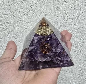 Amethyst Pyramid Crystal Healing Orgonite Chakra COIL Crystal Organ Reiki Stone - Picture 1 of 8