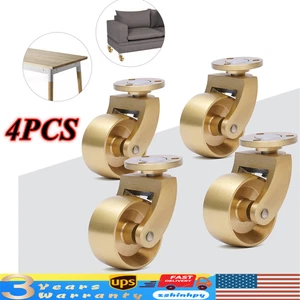 4PCS Brass Universal Furniture Casters Table Chair Desk Sofa Piano Wheel Rollers - Picture 1 of 12