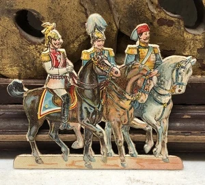 Victorian Die Cut Embossed Horses & Soldiers Scrap - L7 - Picture 1 of 5