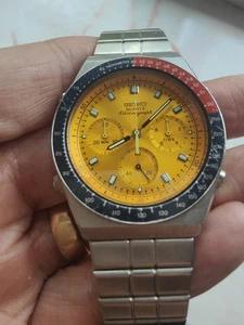 Vintage Seiko Chronograph 'Pogue' Quartz 7A28-7030 Yellow 1983 Serviced. - Picture 1 of 5