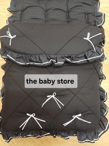 Bambini bambine nero/argento fiocchi nastro muff piede comodi dita dei piedi buggy - Foto 1 di 1