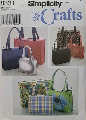 Simplicity Crafts Pattern 8331 Purse Tote One Size Cut - Image 1 of 2