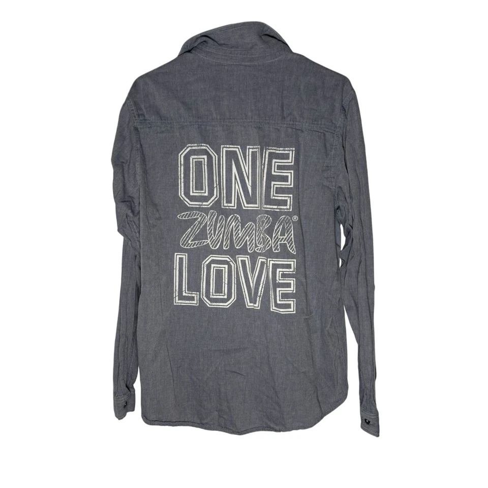 Camisa Zumba Crazy Happy Franela Abotonada Una Zumba Love Talla XL Foto 1 de 4