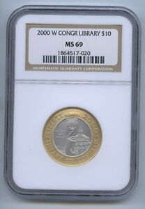 2000 W $10 Bimetallic Gold & Platinum Coin-NGC MS69