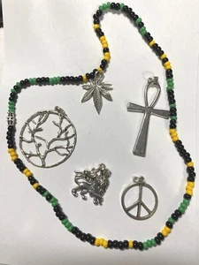 Jamaica Colors Choker Halskette schwarz gelb grün alle Größen Stil F - Bild 1 von 80