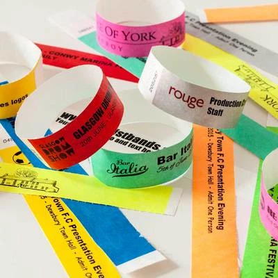 Custom Printed or Plain Tyvek Wristbands Paper Events Festivals Party Parties