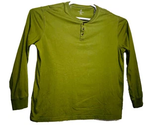 Lands’ End Super-T Men’s Size XL Green Long Sleeves Half Button Up Shirt - Picture 1 of 9