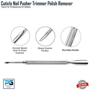 Cuticle Nail Pusher Trimmer Remover Pedicure Manicure Nail Art Tool Dual Sided - Picture 1 of 8