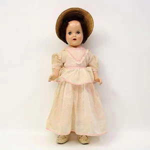 Vtg Antique 19" Composition Baby Mama Doll Sleep Eyes Open Mouth Hat/Pin Jointed - Picture 1 of 12