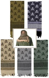 Shemagh "Espadas cruzadas y calavera" pesado táctico desierto Keffiyeh bufanda 8539 - Imagen 1 de 12