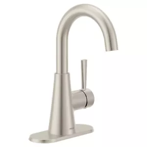 MOEN 84021SRN RONAN SPOT RESIST BRUSHED NICKEL 1-HANDLE HIGH-ARC BATHROOM FAUCET - Picture 1 of 4