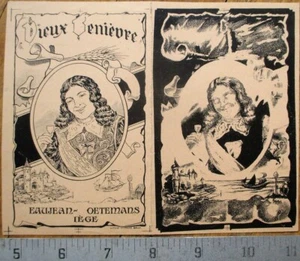 Printer's Proof 1930s Pair Bottle Labels - Vieux Genievre - Picture 1 of 1