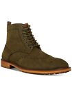 MADDEN Mens Olive Green Brogue Front Heel Pull-Tab Remppr Wingtip Boots 7 M