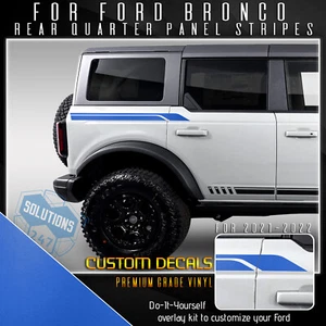 For 21+ Ford Bronco Quarter Panel Side Stripes Graphic Decal Overlay Matte Vinyl - Picture 1 of 18