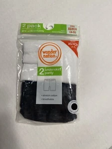 wonder nation girls under skirt panty shorts size XS 4 5 black white 2 pairs - Picture 1 of 2