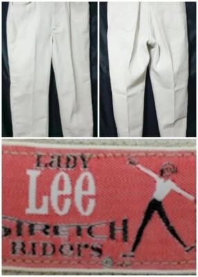 Pantalones de mezclilla ajustados elásticos beige Lady Lee de colección años 60 26"-28"X29" cintura alta RARO Foto 1 de 4