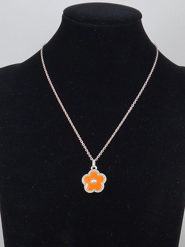 Брайтон серебро покрытием ослепительная любовь оранжевый эмаль кристалл цветок ожерелье $68 - Изображение 1 из 3