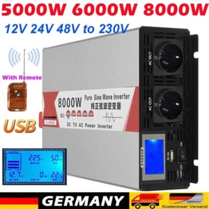 5000W 8000W 12V 24V 48V 72V to 230V Reiner Sinus Spannungswandler Wechselrichter - Bild 1 von 30
