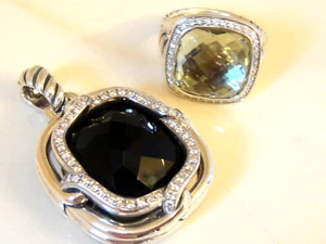 $2750 DAVID YURMAN SS EXTRA LARGE LABYRINTH BLACK ONYX DIAMOND ENHANCER - Picture 1 of 5