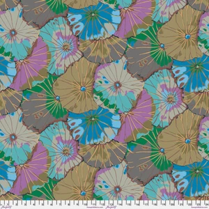 NEW! KAFFE FASSETT LOTUS LEAF GP29 GRAY FLORAL COTTON FABRIC 1/2 YD AUG 2024 - Picture 1 of 1