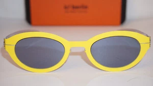 IC Berlin New Sunglasses NEON Acid Yellow Silver Silver Black Mirror 47 25 145 - Picture 1 of 12