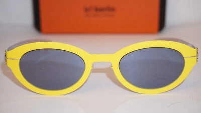 IC Berlin New Sunglasses NEON Acid Yellow Silver Silver Black Mirror 47 25 145 - Image 1 of 4