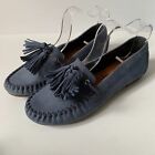 NEXT blue leather loafers shoes 5.5 38.5 VGC flat tassel nubuck casual