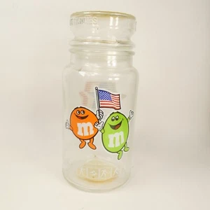 Vintage M&M 1984 LA Olympics Glass Candy Jar Embossed Lid Anchor Hocking FCK7P - Picture 1 of 15
