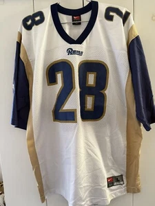 Marshall Faulk Vintage Los Angeles Rams Nike White Jersey #28 Large - Picture 1 of 3