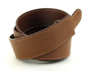 HERMES Brown Leather Snap Button Waist Belt Women's Accessories 72CM Good France - Picture 1 of 12