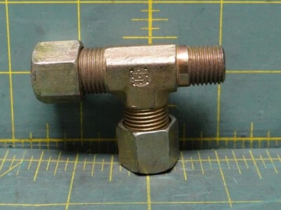 Parker Ermeto Brass 3/8" x 3/8" Compression Tube x 1/4" Male NPT Tee - Image 1 of 3