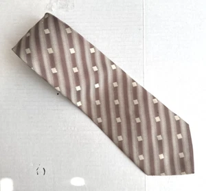 Roberto Cellini Tie Brown Strip Polyester 59" L - 3.7/8 W Diamond Pattern - Picture 1 of 18