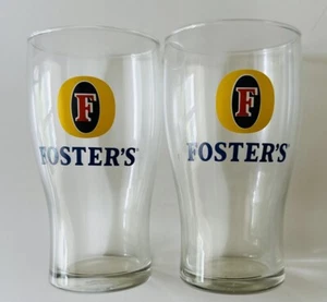 2 Foster’s Pint Tulip Glass Australian Beer New w/ Labels 5 3/4"Tall Made in USA - Picture 1 of 11