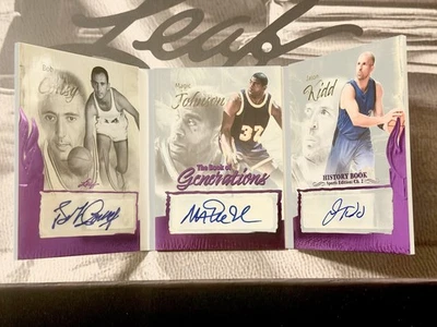 2025 Leaf History Book Bob Cousy Magic Johnson Jason Kidd  /5 Auto Generations ! - Image 1 of 4