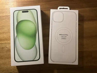Apple iPhone 15 Plus  grün (green) 128 GB inkl. „Clear Case“ (MagSafe) in OVP! - Bild 1 von 4