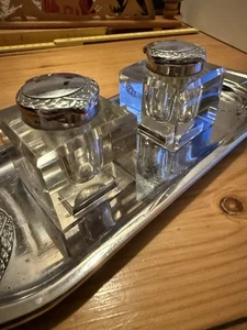 Antikes Jugendstil Schreibset Tintenfass Dekoration Schreibtisch - Bild 1 von 18
