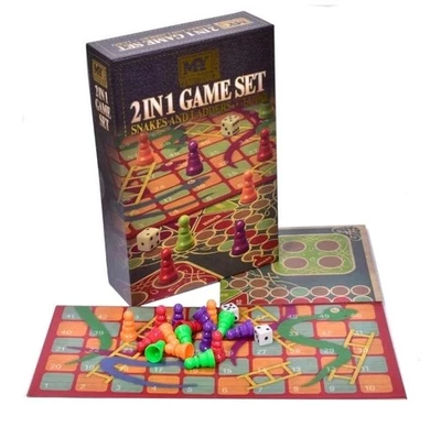 2 IN 1 TRADITIONAL BOARD GAME SNAKES & LADDERS AND LUDO FOLDING BOARD GAME SET  - Image 1 of 3