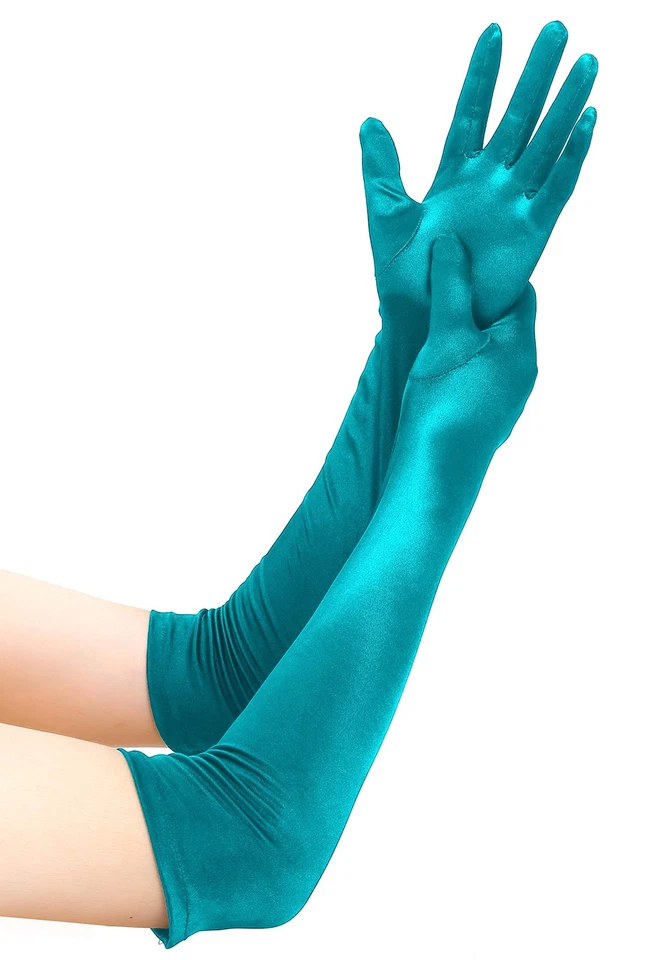 Long Opera 1920s Gants en Satin pour Femme Longueur Coude Gants de Costume de... - Photo 1/4