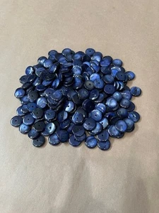 200 CABACHON ROTONDI VINTAGE PIETRA/VETRO BLU PERLATO DIAMETRO 16MM O 5/8" - Foto 1 di 5