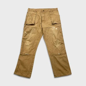 Dickies Pants Mens 40x32 Tan Double Knee Distress Carpenter Fade Canvas Workwear - Picture 1 of 11