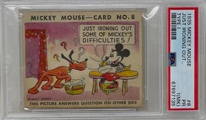 1935 Mickey Mouse Gum Card Type I Just Ironing Out... #8 Walt Disney PSA PR 1 - Picture 1 of 2